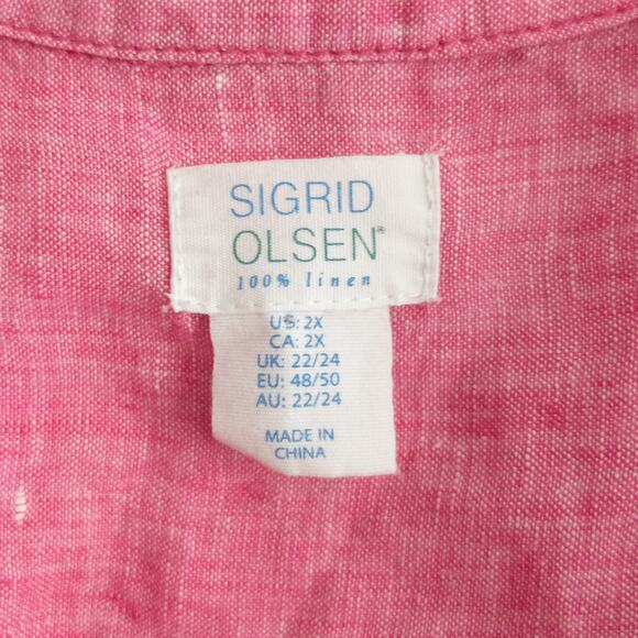 Sigrid Olsen Pink Linen Tunic Top Size 2X - Picture 4 of 4